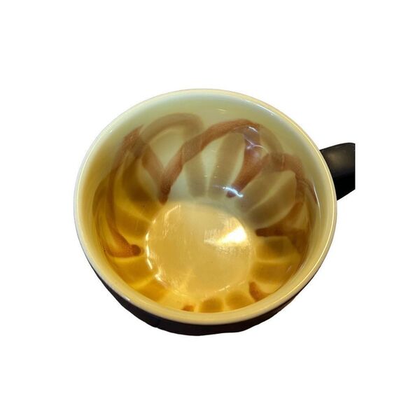 Starbucks 2012 Matte Black Yellow Sunflower Inside Bone China Coffee Tea Mug Cup - Picture 2 of 5